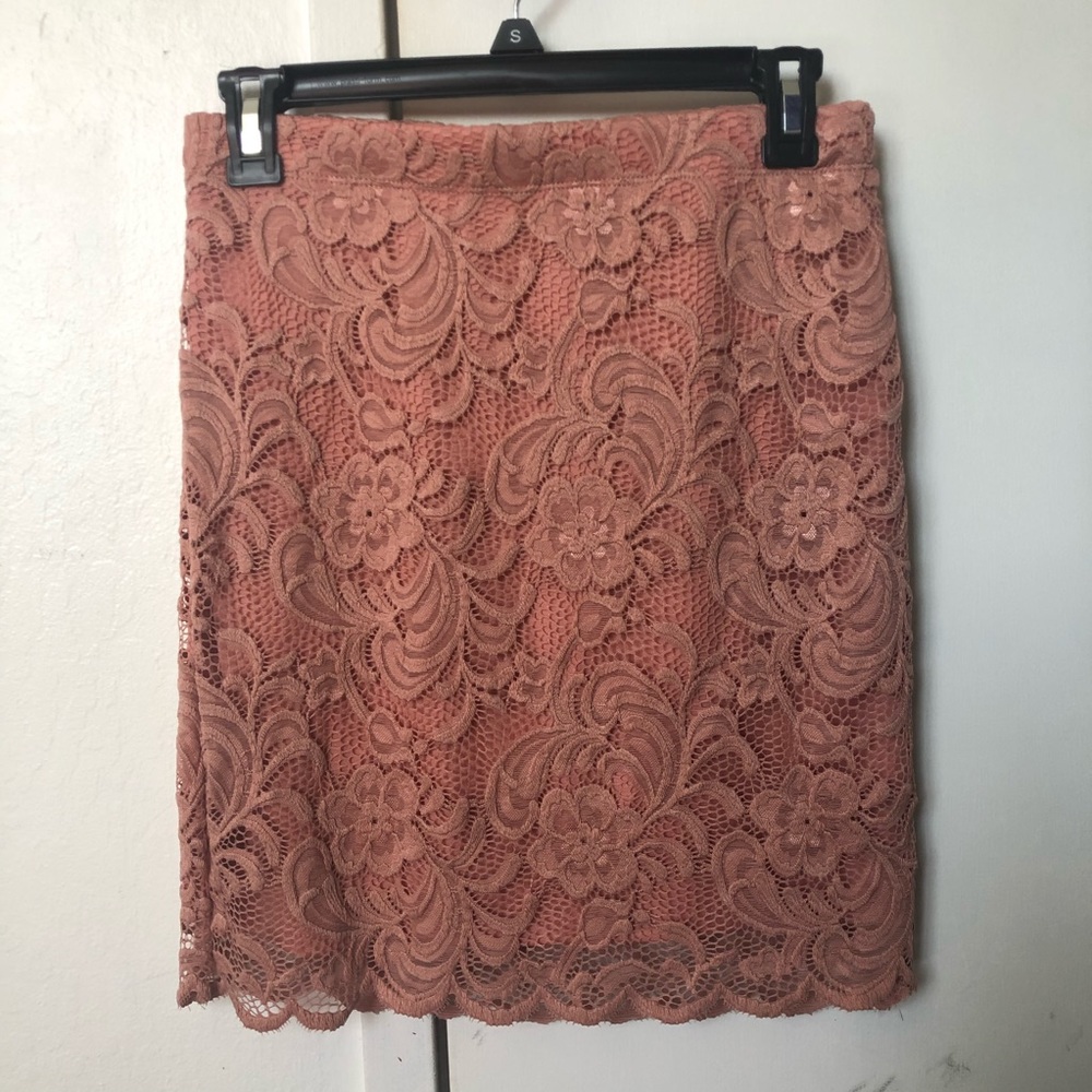 Pink lace overlay skirt